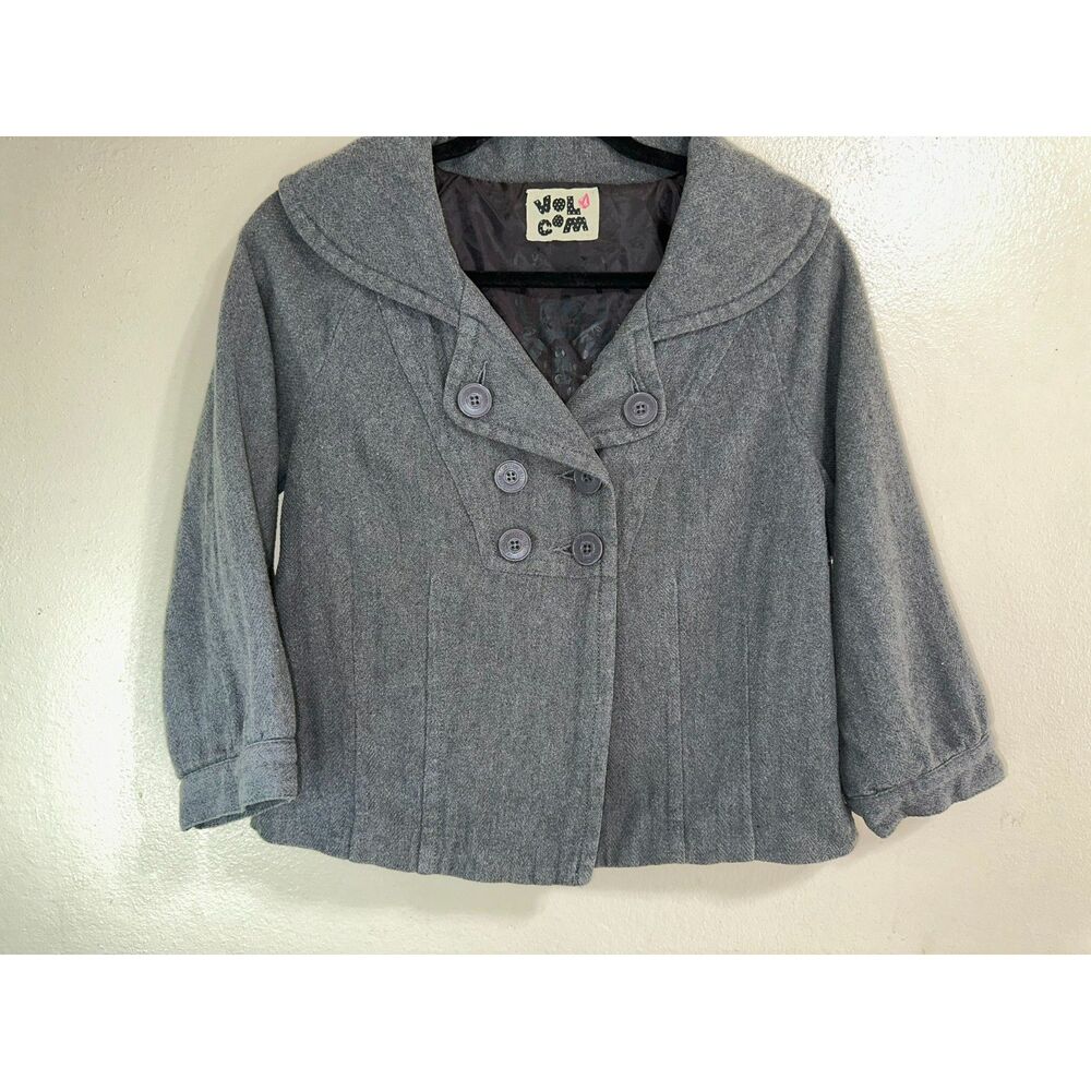 Volcom Stone Mod Women's Herringbone Tweed 9 to 5 Jacket Size S Fully Lined